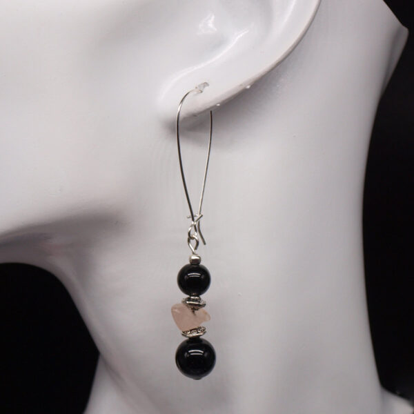 Parure quartz rose et onyx QR-301