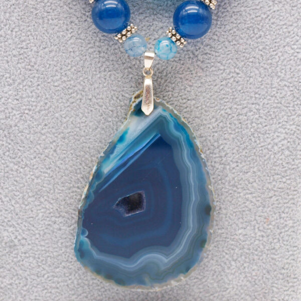 Collier saphir apatite agate veinée SA-101